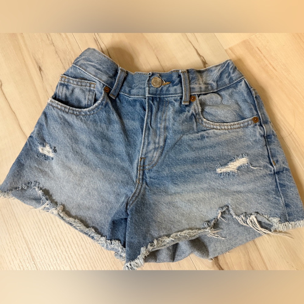 Zara Light Blue Distressed Denim Shorts Kids girls size 12 13